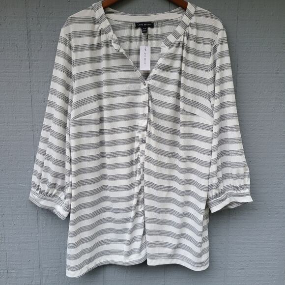Lane Bryant Tops - Lane Bryant Striped Button Front Top B/W NWT